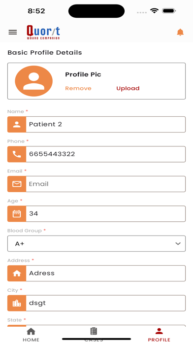 Quorit Wound Companion-Patient Screenshot