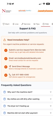 LaundryConnect Live iPhone screenshot