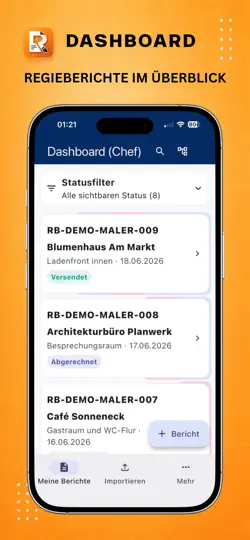 Screenshot von Regiebericht auf dem iPhone 2