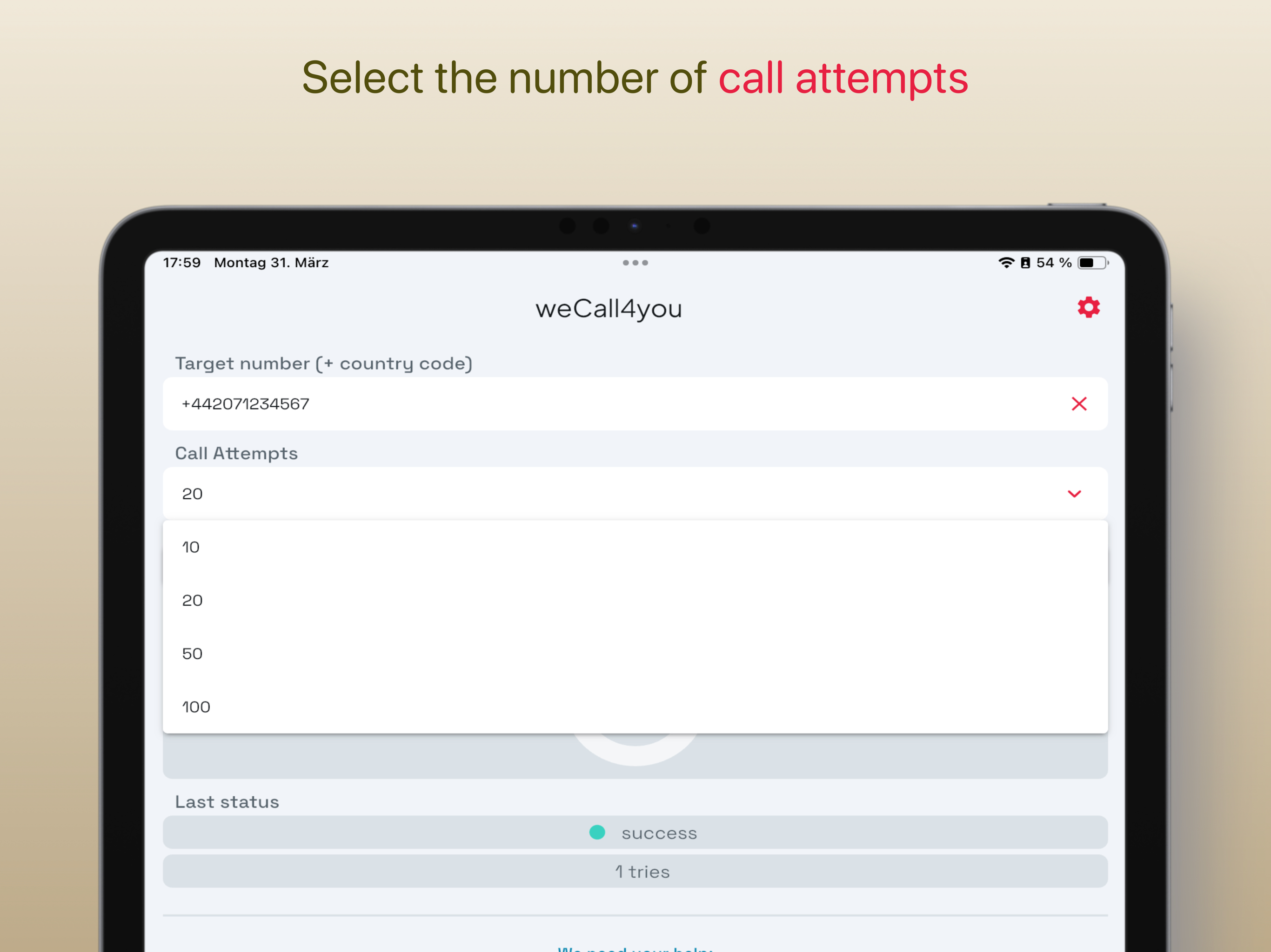 weCall4you (phone auto redial)