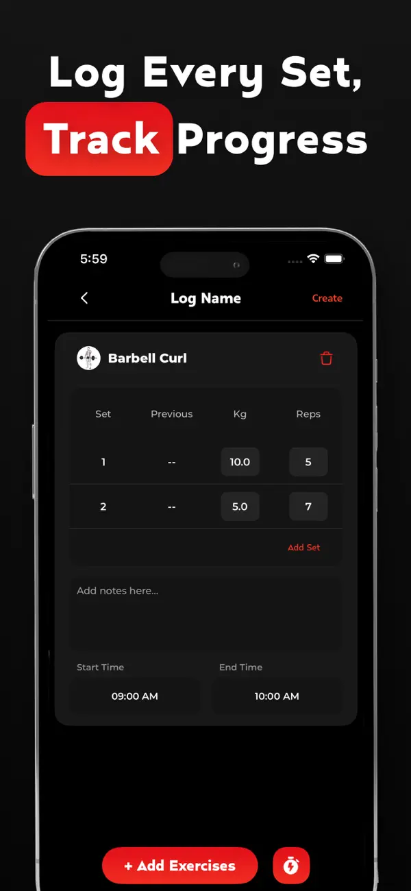 Screenshot #2 pour Gym Workout Tracker - FitBuild