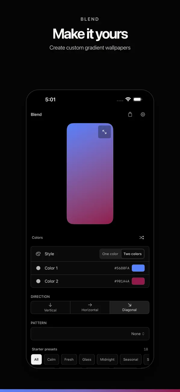 Screenshot #1 pour Blend: 4K Gradient Wallpapers