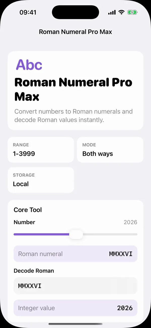 Screenshot #1 pour Roman Numeral Pro Max