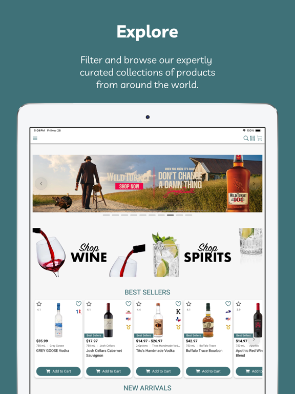 Jolsons Wines and Liquor iPad screenshot 1 - Shopping app