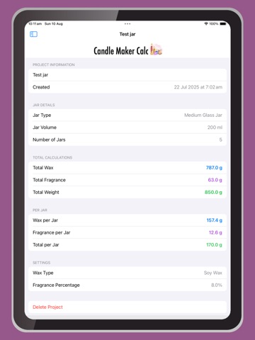 The Candle Maker Calculator iPad screenshot