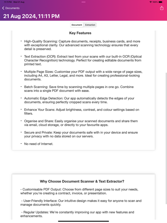Document Scanner & Extractor iPad screenshot