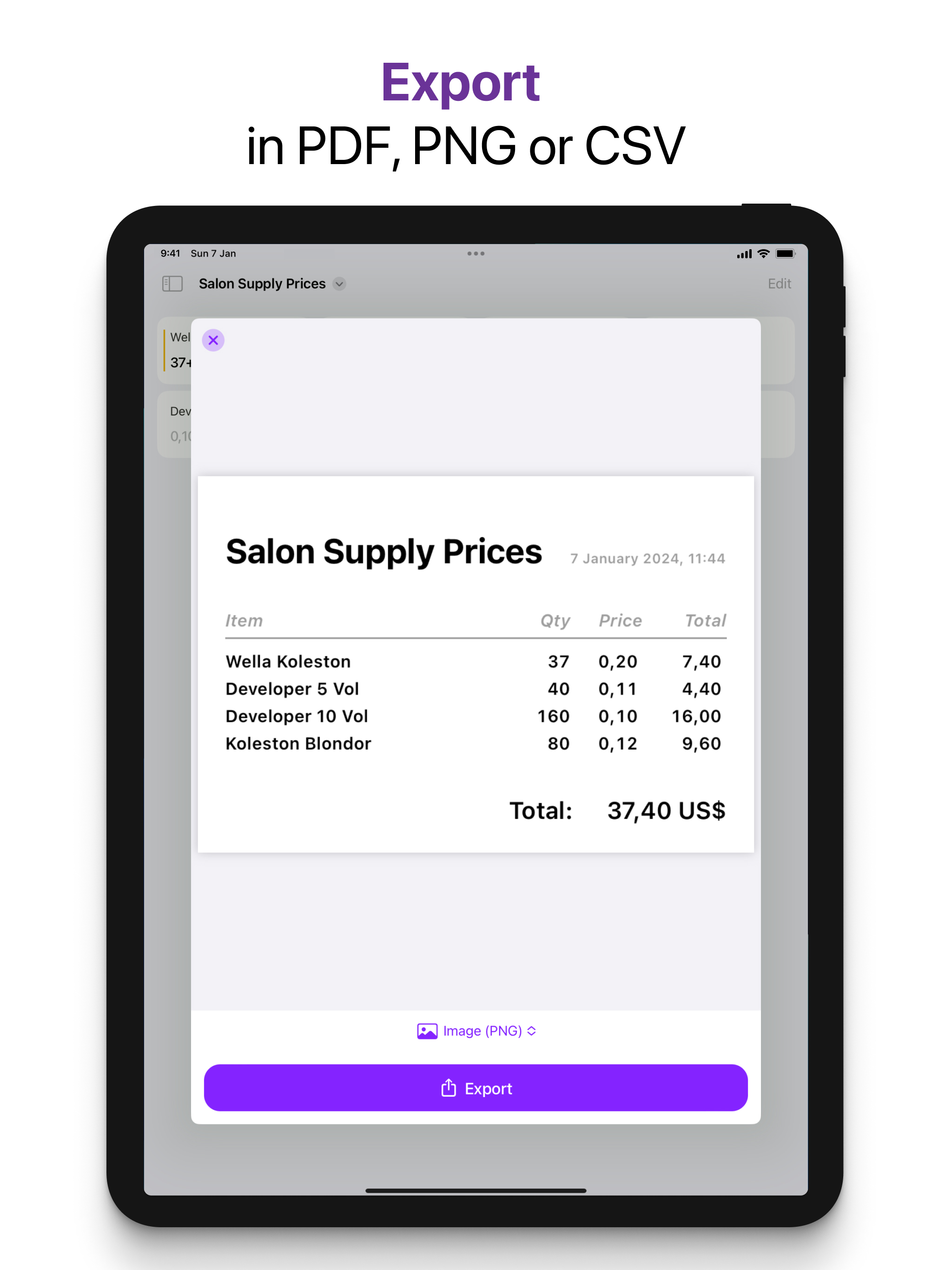 Holycalc - Cost Calculator