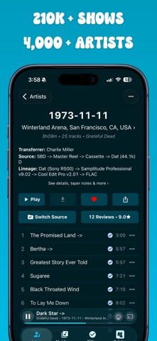 Relisten — all live music iPhone screenshot