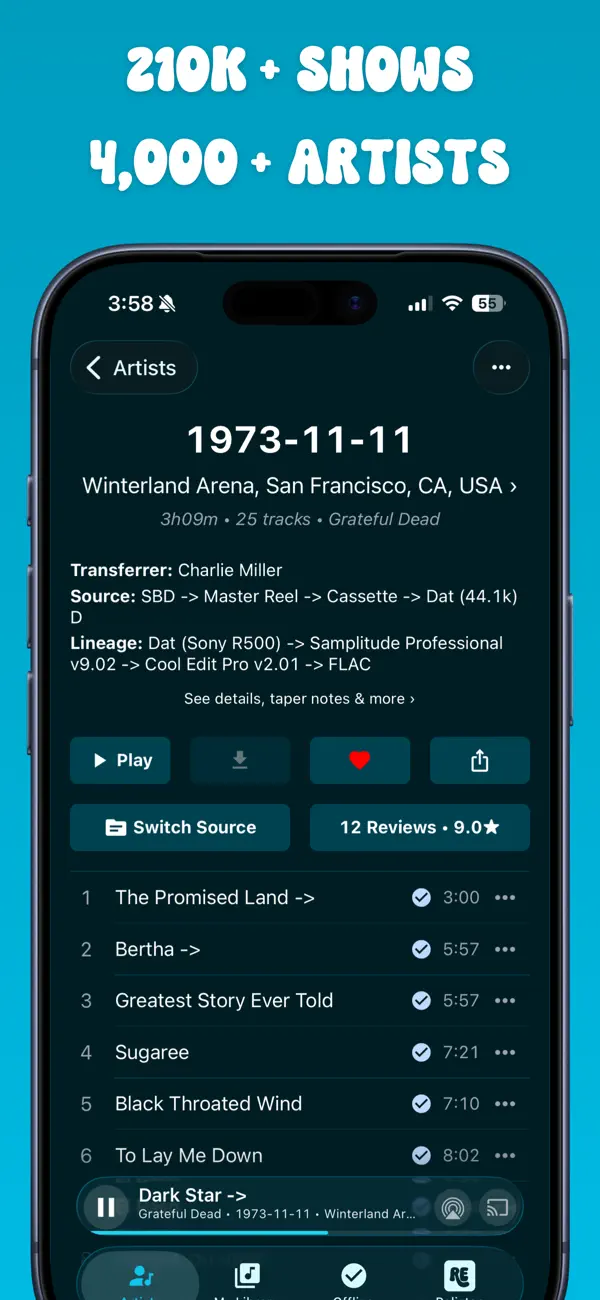 Screenshot #2 pour Relisten — all live music