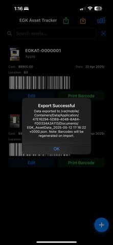 EGK Asset Tracker screenshot
