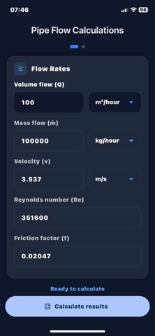 Pipe Flow Calculations Screenshot 2 of 3