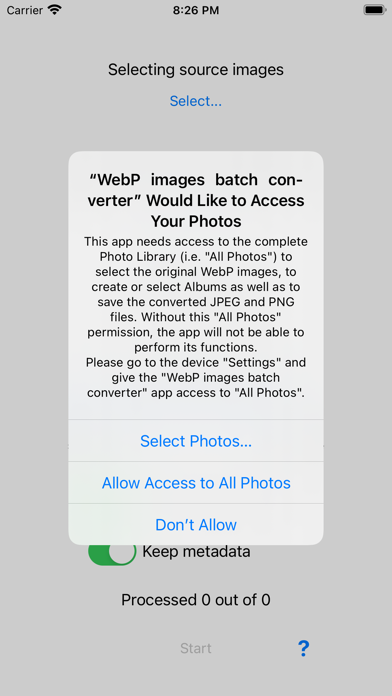 WebP images batch converter Screenshot