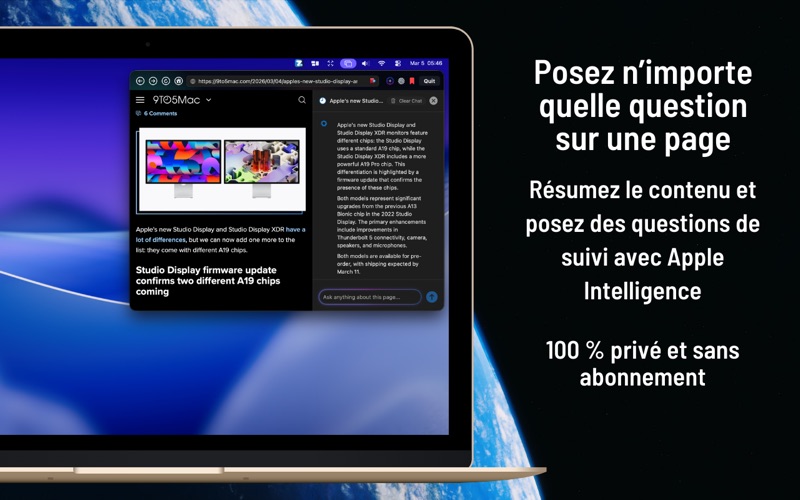 Screenshot #2 pour ZuriWeb : Navigateur IA menu