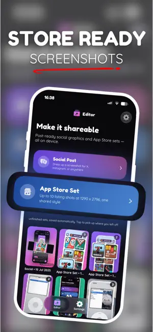 Screenr: Screenshots & Socials screenshot 1