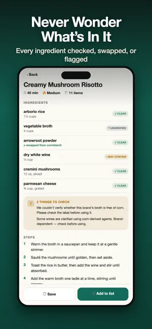 Tolerecipe: Allergy Recipes screenshot 1