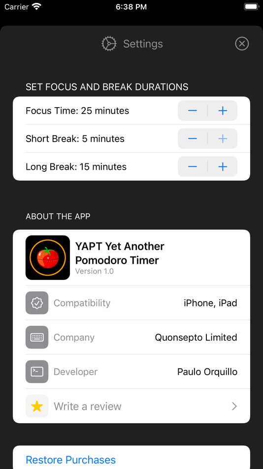 #5. Yet Another Pomodoro Timer (macOS) 由: Quonsepto Limited