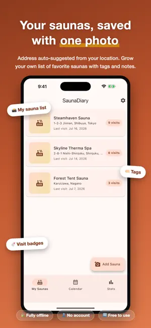 SaunaDiary: My Sauna Log screenshot 1