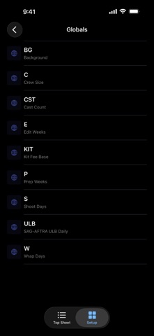 Production Budgets iPhone screenshot