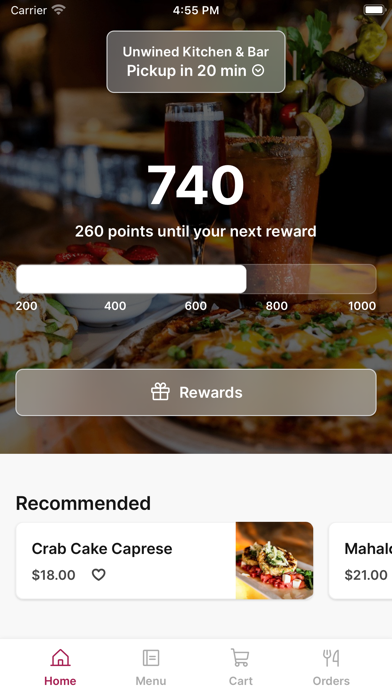 Unwined Kitchen & Bar iPhone screenshot 1 - Food & Drink app