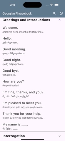Georgian Phrasebook screenshot