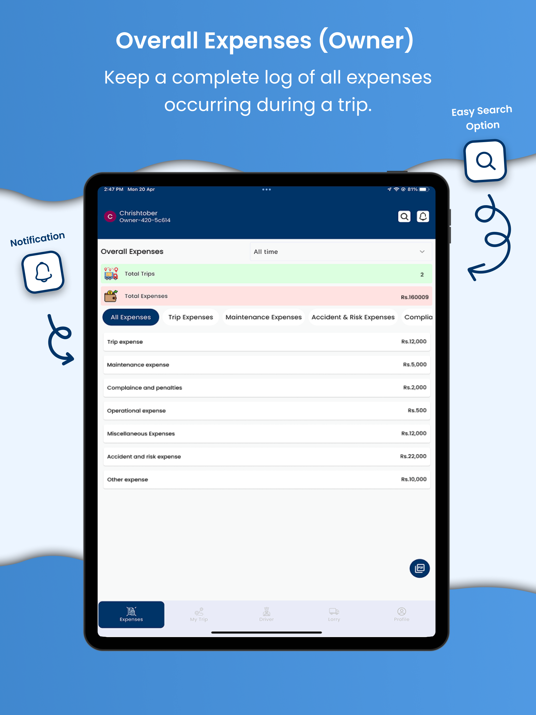 Truck Ledger - Lorry Expense
