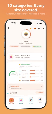 Size Notes — Gift Planner screenshot