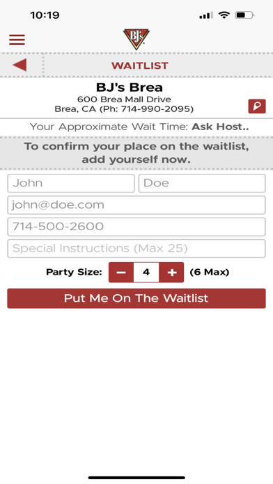 BJ's Restaurants Screenshot
