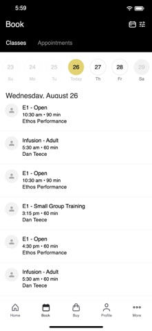 Ethos Performance app screenshot 2