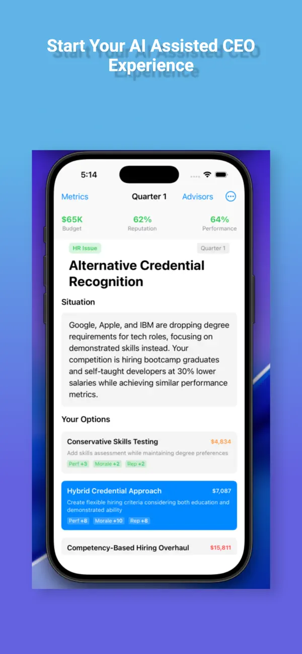#5. CEOSimulation (iOS) De: Donald Clark