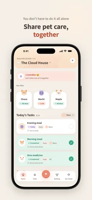PetCycle - Family Pet To-Do screenshot 1