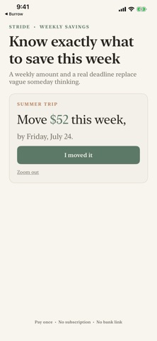 Stride: Weekly Savings Goals iPhone screenshot
