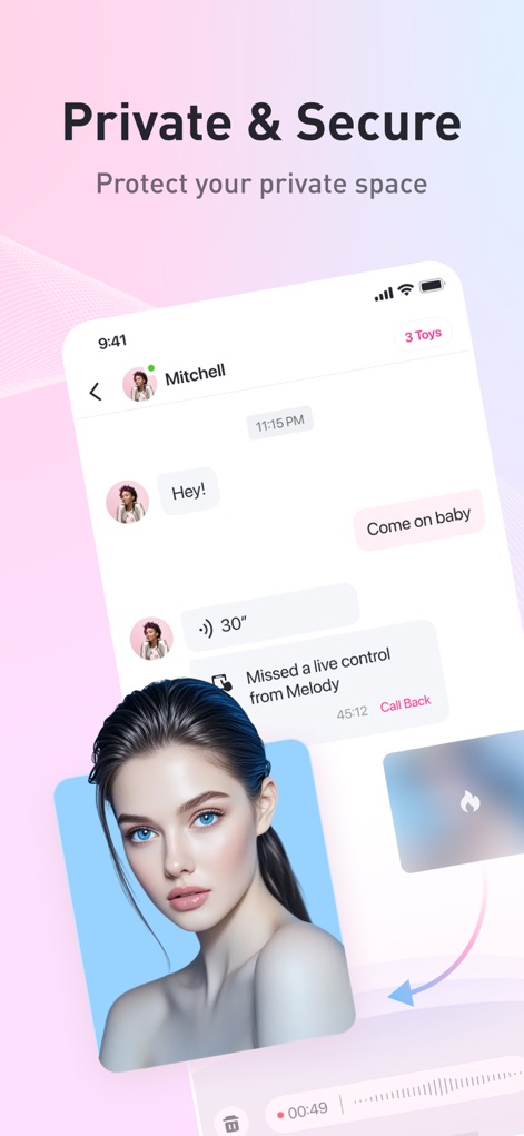 Lovense Remote - La piattaforma assicura comunicazioni sicure e private tramite chat criptate e offre funzionalità come 'Burn After Reading' per foto e video, proteggendo lo spazio personale degli utenti.