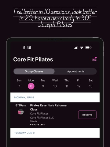 Core Fit Pilates LLC iPad screenshot