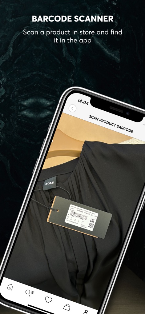 HUGO BOSS - Premium Fashion - Os usuários podem utilizar o scanner de código de barras para identificar produtos na loja, conectando a experiência física à digital e acessando informações detalhadas.