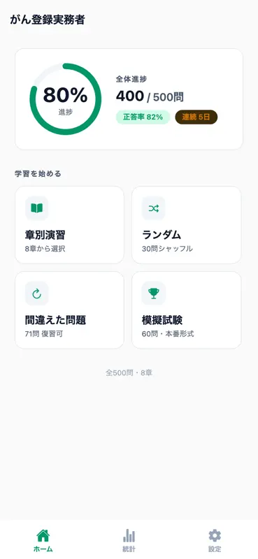 がん登録実務初級者対策 500問 screenshot 1 of 6
