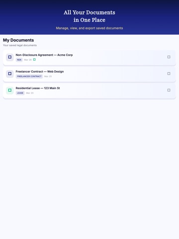 LegalForge: AI Legal Docs iPad screenshot