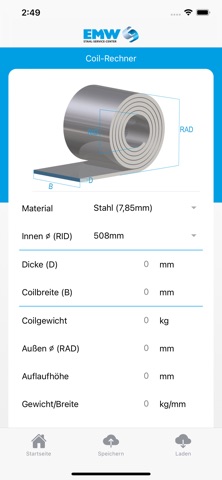 EMW Coil- und Stahlrechner screenshot
