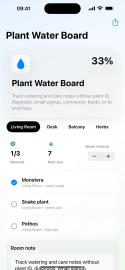 Screenshot von Plant Water Board auf dem iPhone 1
