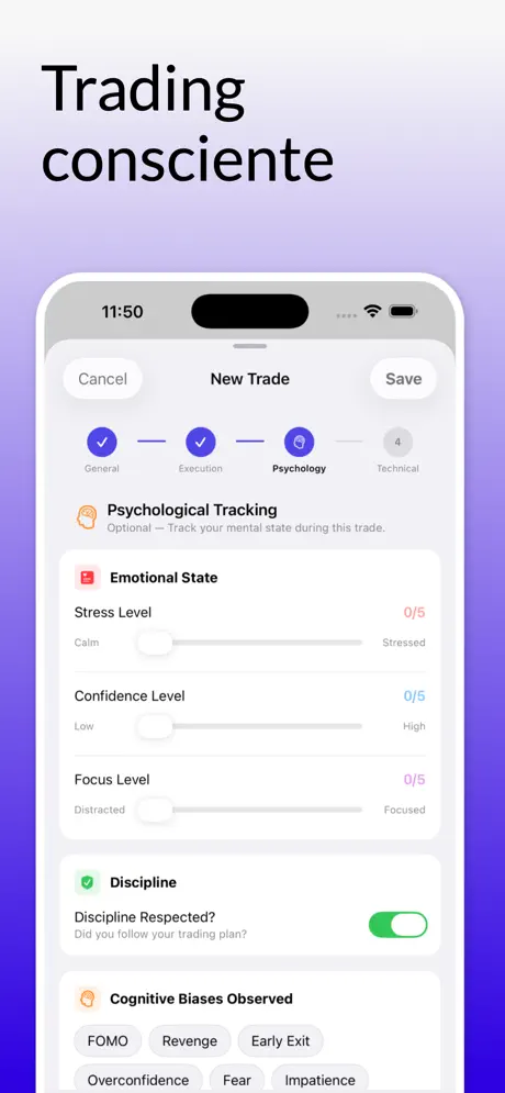 MyEdge Diario de Trading — captura de pantalla del iPhone 2