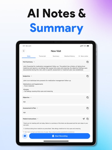 AI Medical Scribe & Clinician iPad screenshot