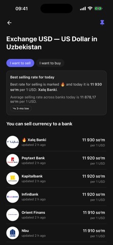 Uzbekistan Currency Rates iPhone screenshot