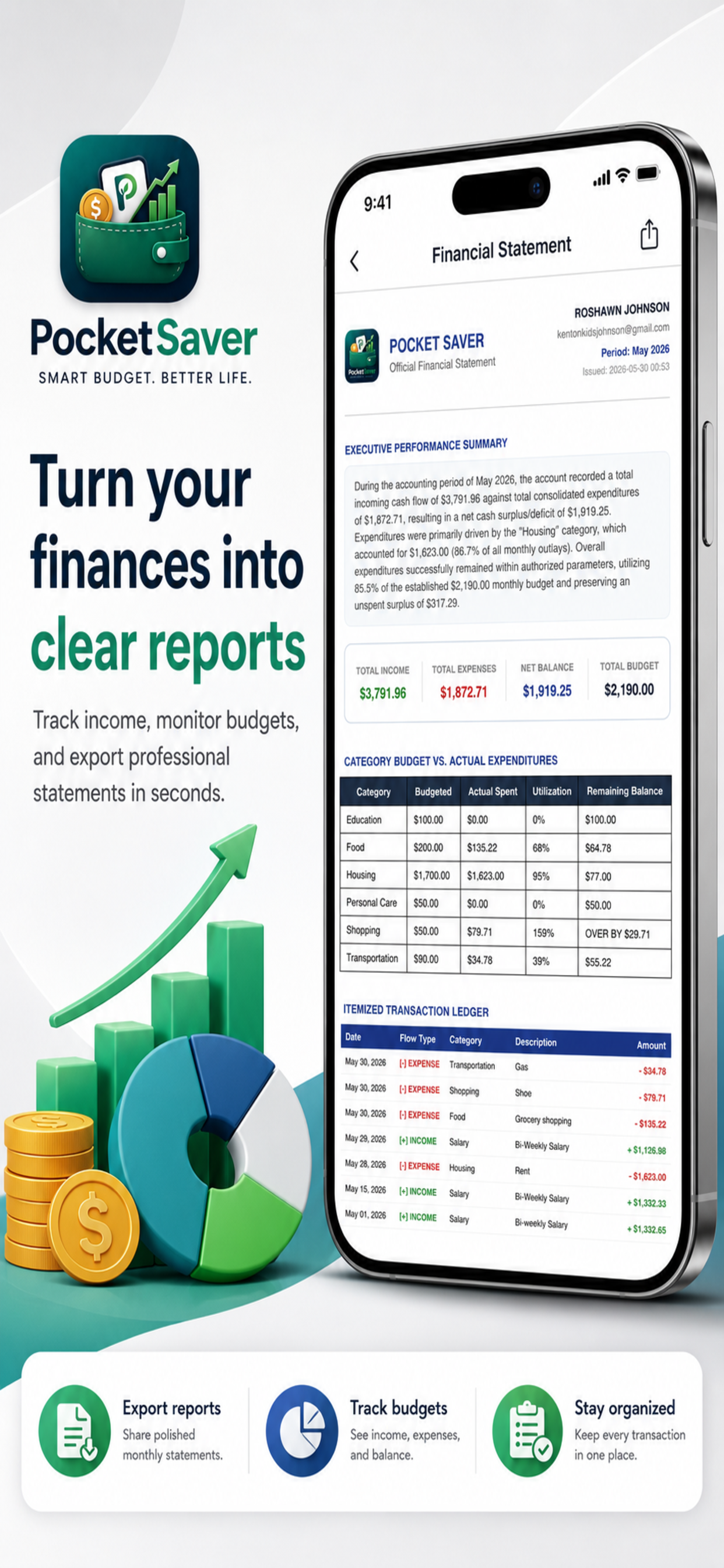 Pocket Saver - Smart Budget