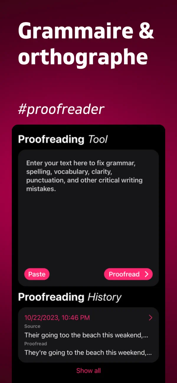 Screenshot #1 pour Correcteur Orthographe IA