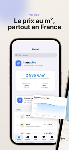 ImmoLive: Prix m² Immobilier iPhone screenshot