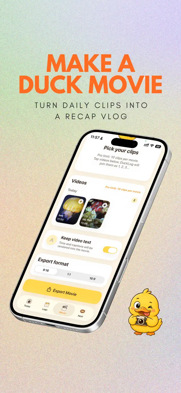 DuckLog: Daily Vlog App - Personal Video Diary for iPhone App Store screenshot 5