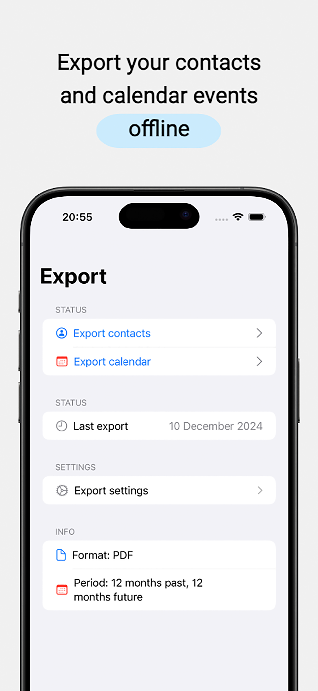 ECC Export Contacts-Calendars