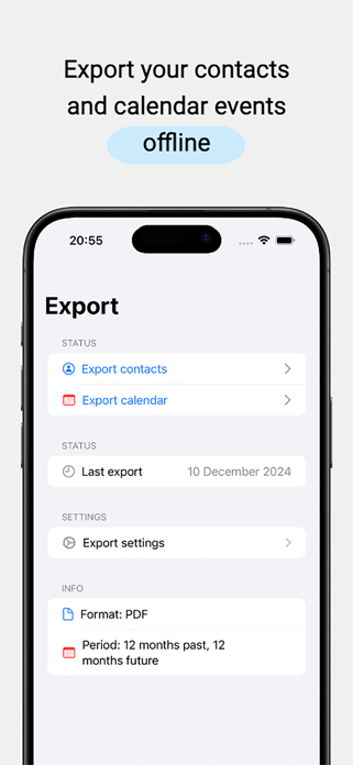 ECC Export Contacts-Calendars Screenshot 1 of 3