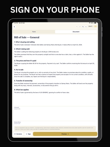 Contract Maker: Legal Drafts iPad screenshot
