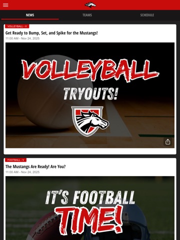 Westfall Mustangs iPad screenshot