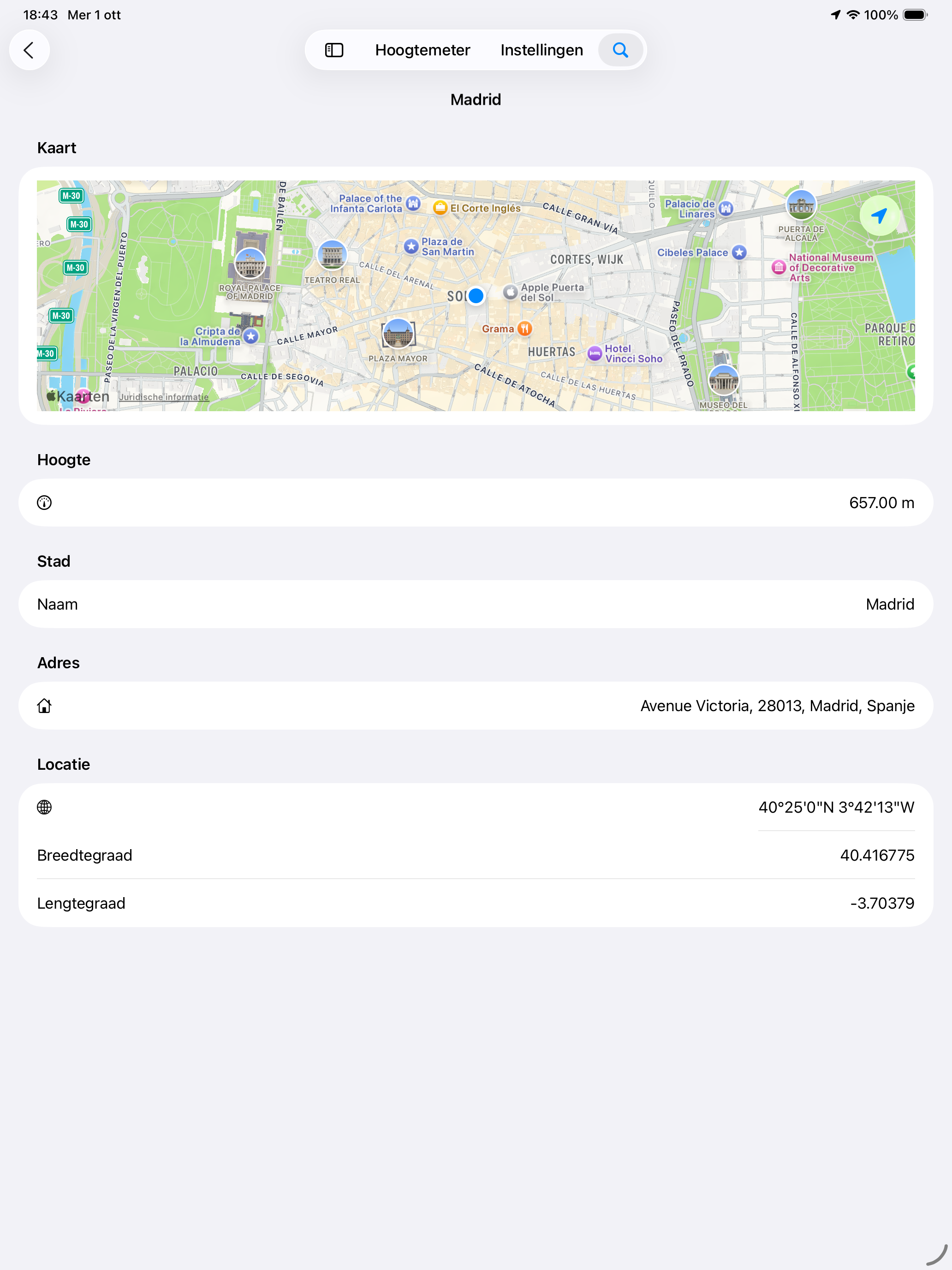 Hoogtemeter GPS & Hoogte